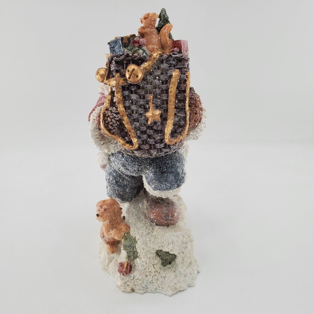 Vintage Santa Claus Figurine With Sack Of Toys Glitter Resin Christmas Decor - Picture 7 of 14